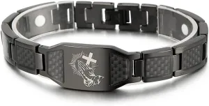 Prayer Hand Bracelet Men Christian Stainless Steel Religion Jewelry