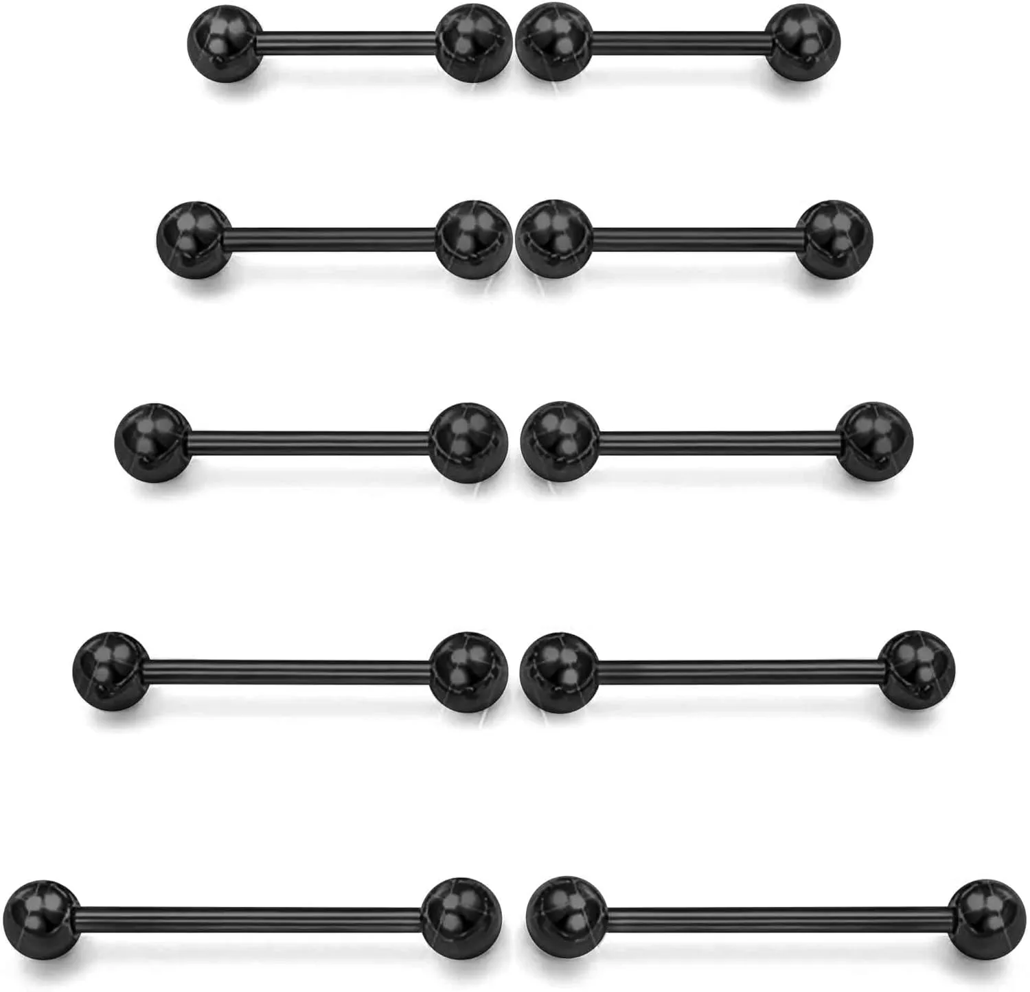 Prjndjw 14G Surgical Steel Straight Barbell - Tongue & Nipple Rings for Women & Men - Length 12MM, 14MM, 16MM, 18MM, 22mm - Piercing Jewelry
