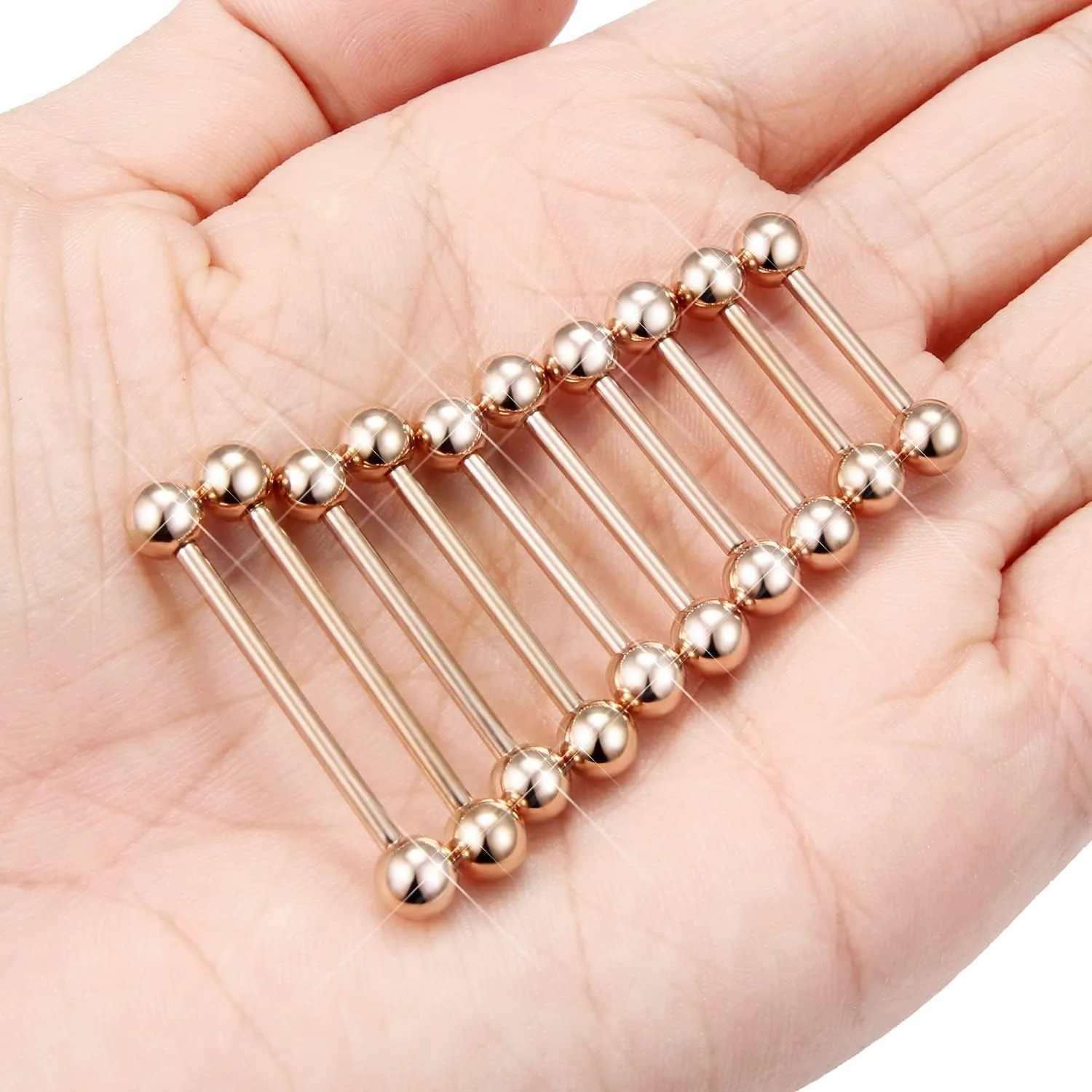 Prjndjw 14G Surgical Steel Straight Barbell - Tongue & Nipple Rings for Women & Men - Length 12MM, 14MM, 16MM, 18MM, 22mm - Piercing Jewelry