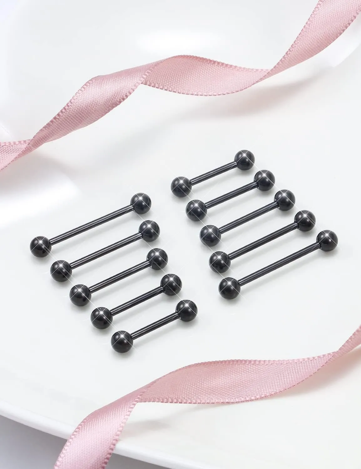 Prjndjw 14G Surgical Steel Straight Barbell - Tongue & Nipple Rings for Women & Men - Length 12MM, 14MM, 16MM, 18MM, 22mm - Piercing Jewelry