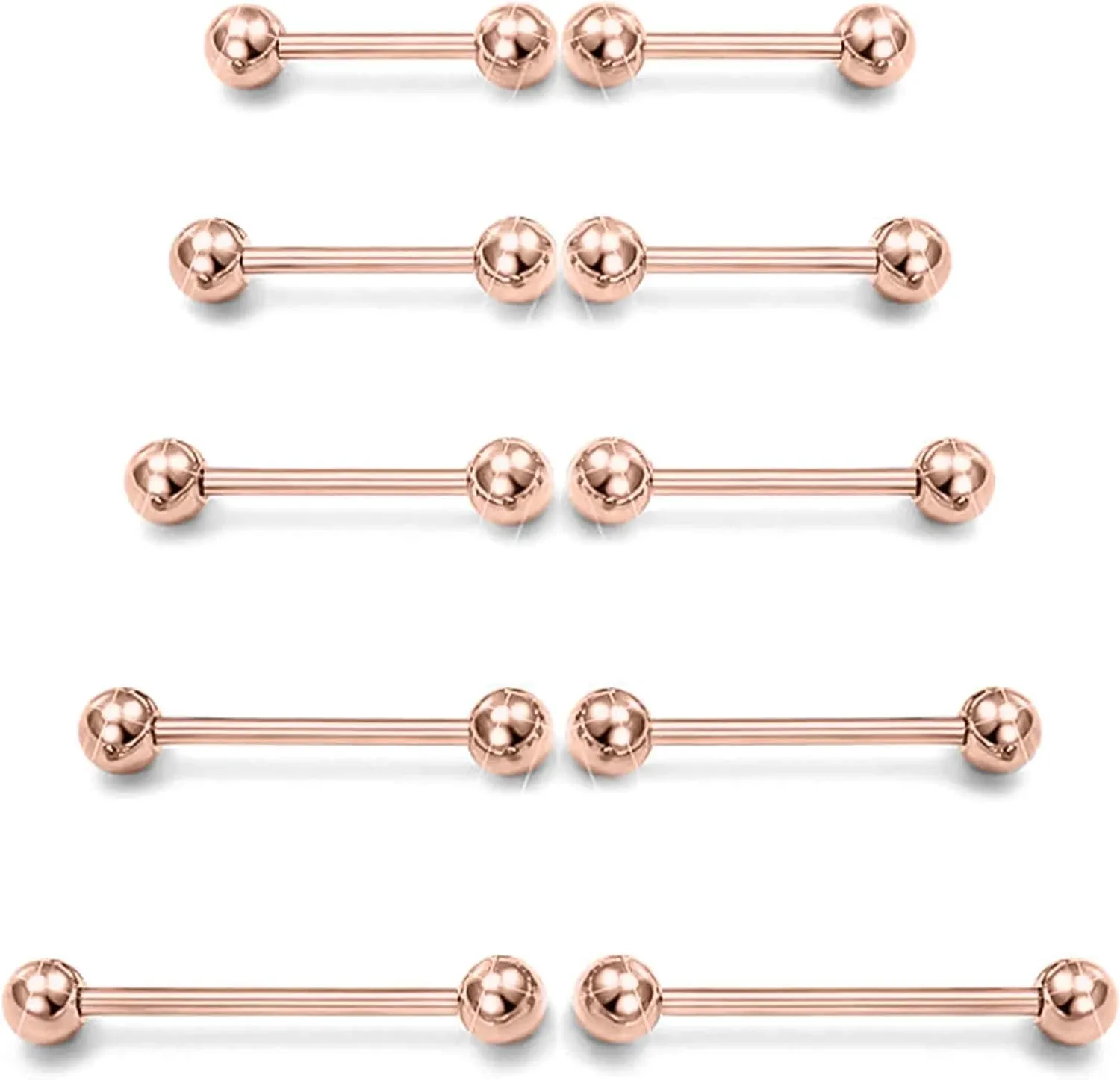 Prjndjw 14G Surgical Steel Straight Barbell - Tongue & Nipple Rings for Women & Men - Length 12MM, 14MM, 16MM, 18MM, 22mm - Piercing Jewelry