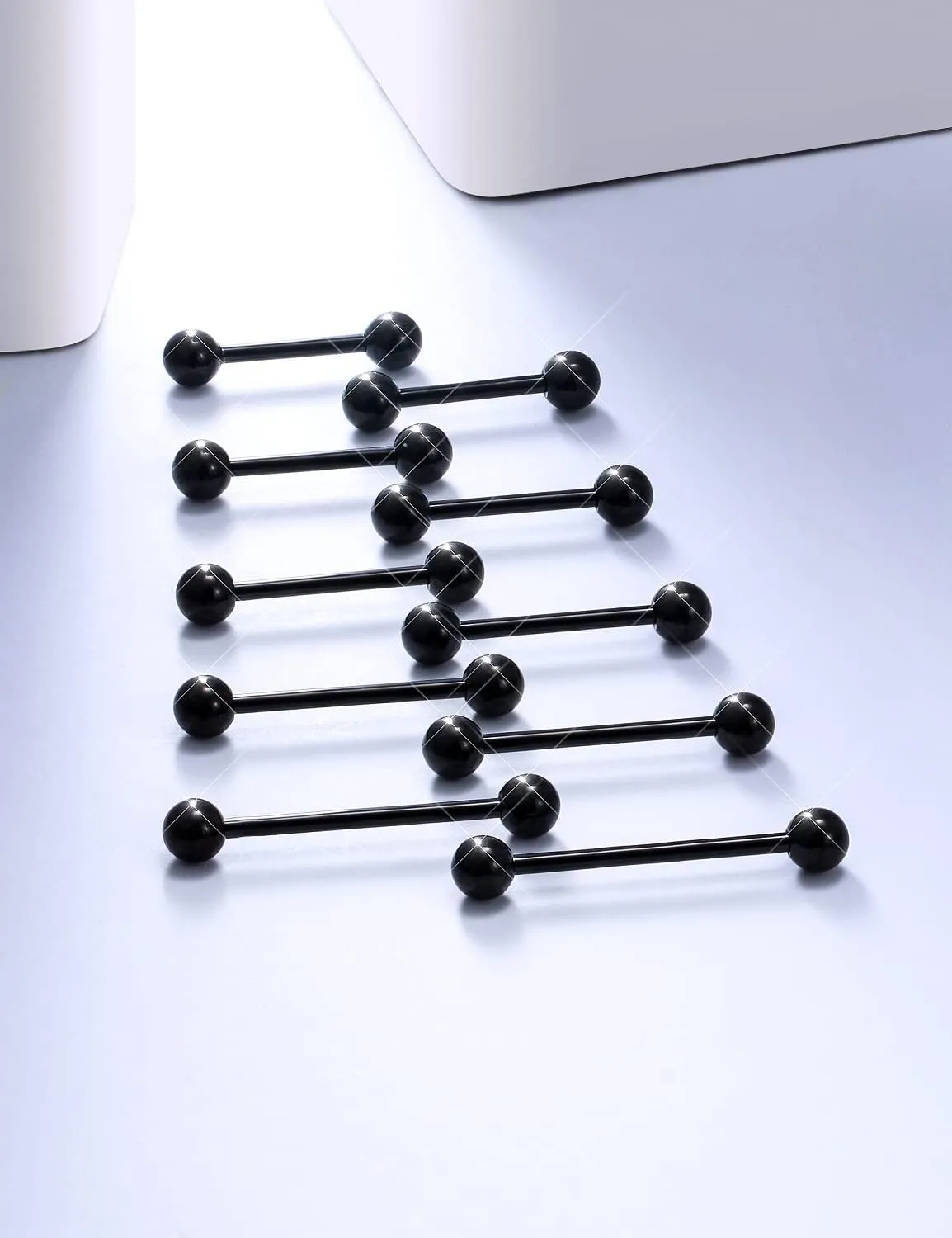 Prjndjw 14G Surgical Steel Straight Barbell - Tongue & Nipple Rings for Women & Men - Length 12MM, 14MM, 16MM, 18MM, 22mm - Piercing Jewelry