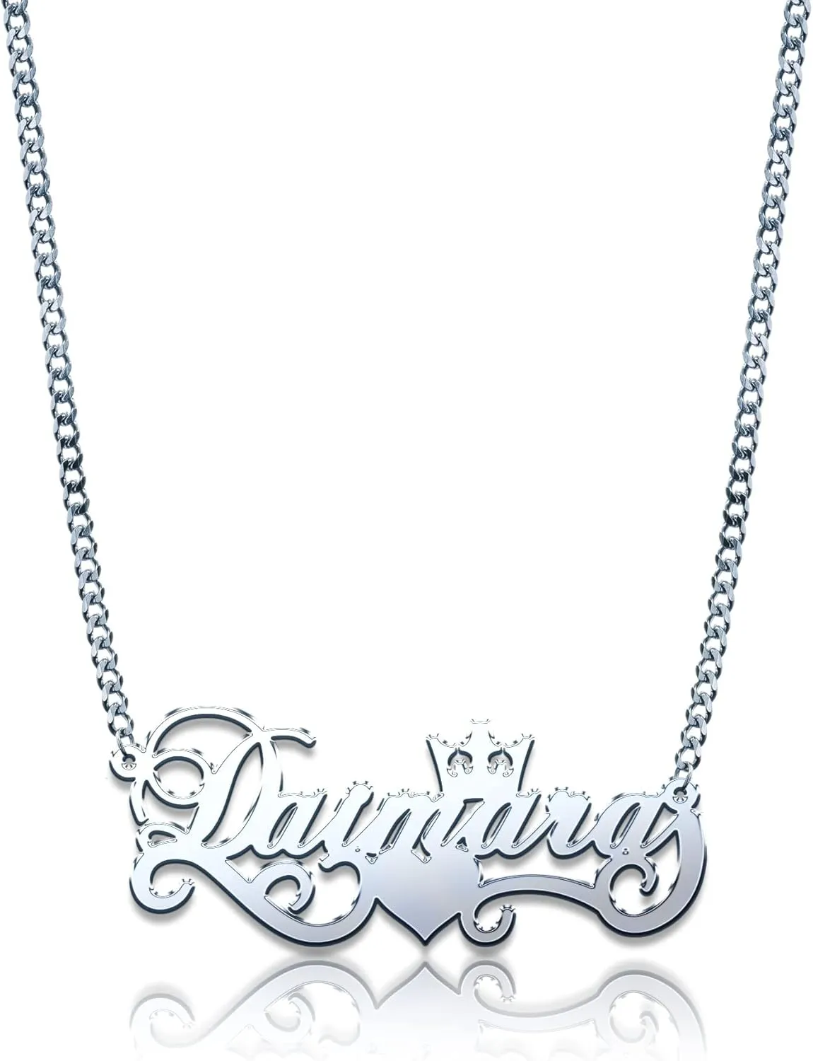 Pugster Custom Name Necklace Customizable Name Necklace for Women Name Plate Necklaces with Names Sterling Silver