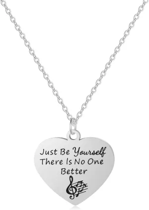 Quotes Heart Pendant Necklaces for Singer Fans Just Be Yourself There Is No One Better Gold Stainless Steel Necklace For Women Gift
