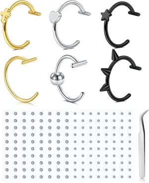 QWALIT Fake Lip Piercing Fake Lip Ring Fake Nose Ring Fake Snake Bites Fake Nose Piercing Faux Lip Rings Fake Snake Bite Piercing Clip Lip Ring Ear Cuff Earrings