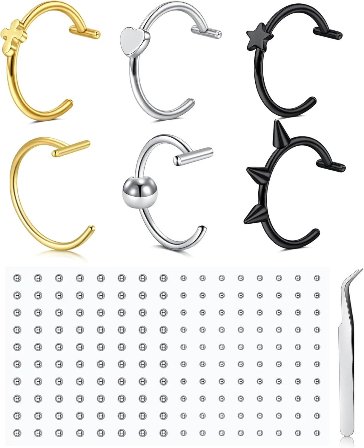 QWALIT Fake Lip Piercing Fake Lip Ring Fake Nose Ring Fake Snake Bites Fake Nose Piercing Faux Lip Rings Fake Snake Bite Piercing Clip Lip Ring Ear Cuff Earrings