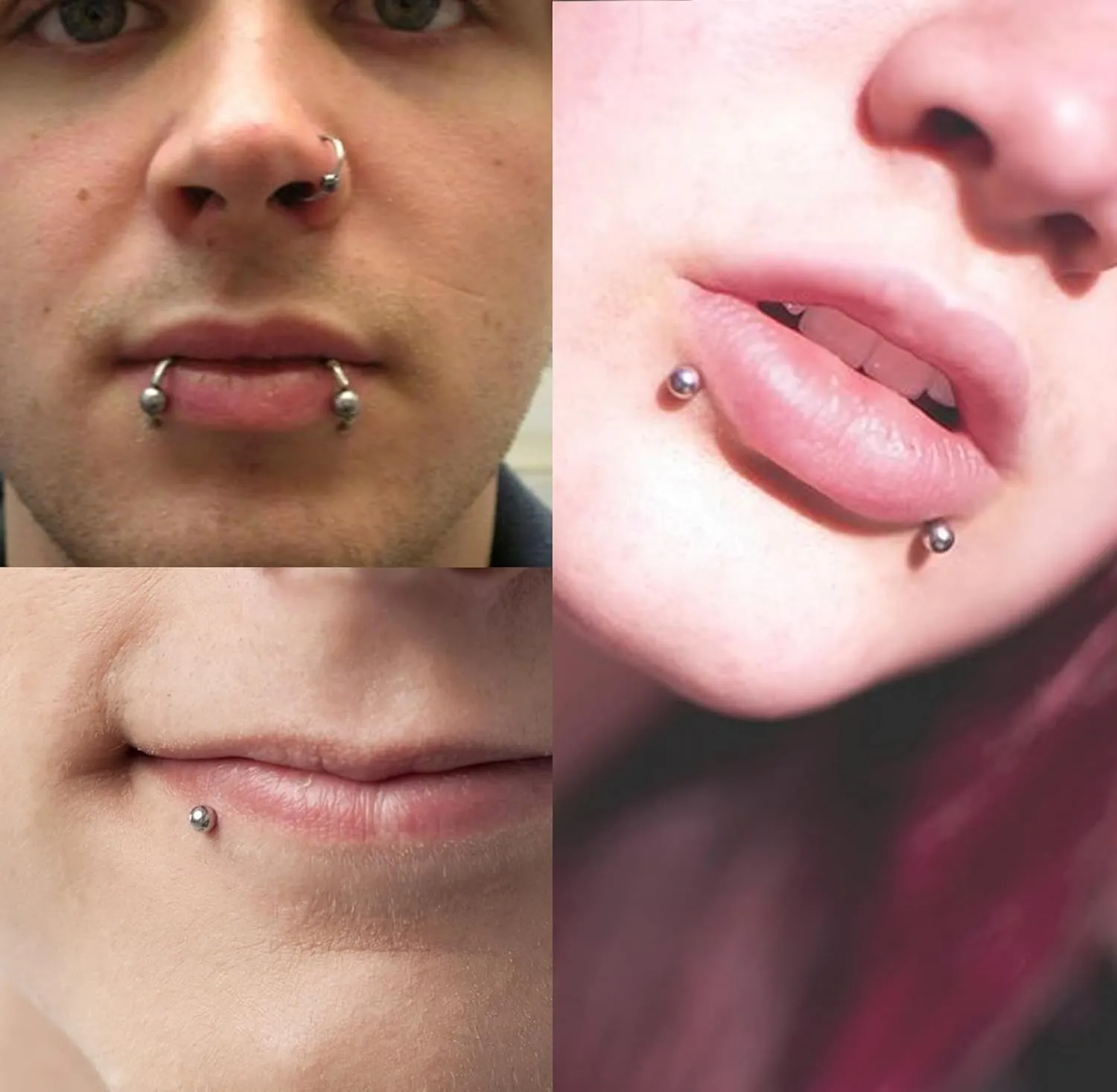 QWALIT Fake Lip Piercing Fake Lip Ring Fake Nose Ring Fake Snake Bites Fake Nose Piercing Faux Lip Rings Fake Snake Bite Piercing Clip Lip Ring Ear Cuff Earrings