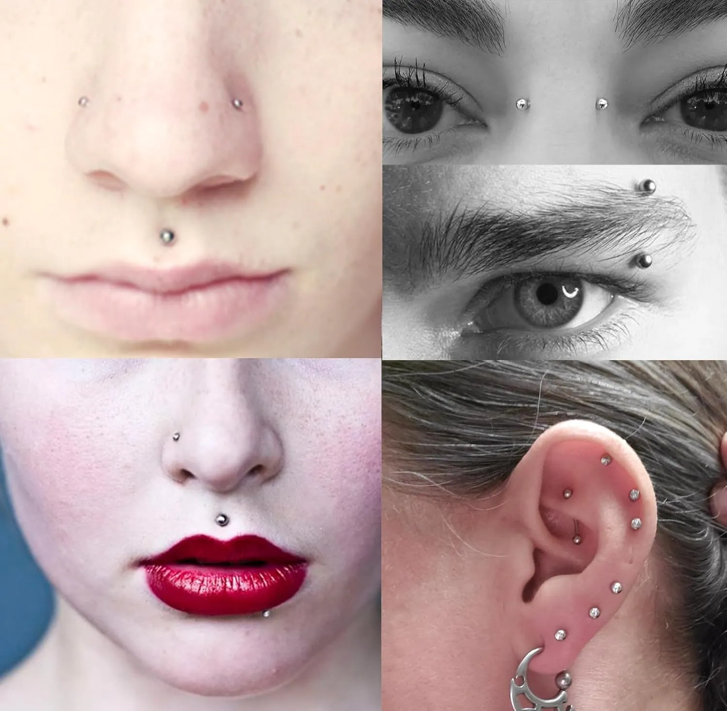 QWALIT Fake Lip Piercing Fake Lip Ring Fake Nose Ring Fake Snake Bites Fake Nose Piercing Faux Lip Rings Fake Snake Bite Piercing Clip Lip Ring Ear Cuff Earrings