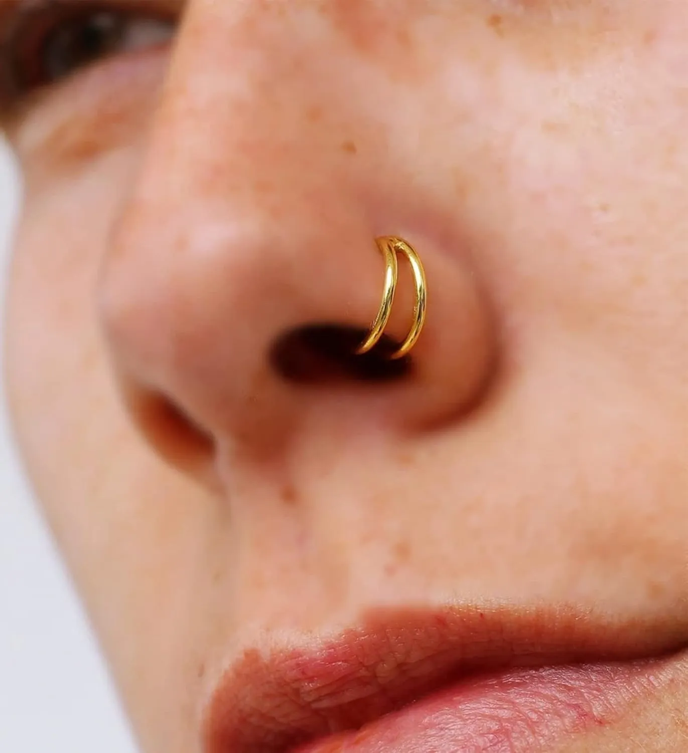 QWALIT Nose Rings - Double Hoop Nose Rings for Single Piercing