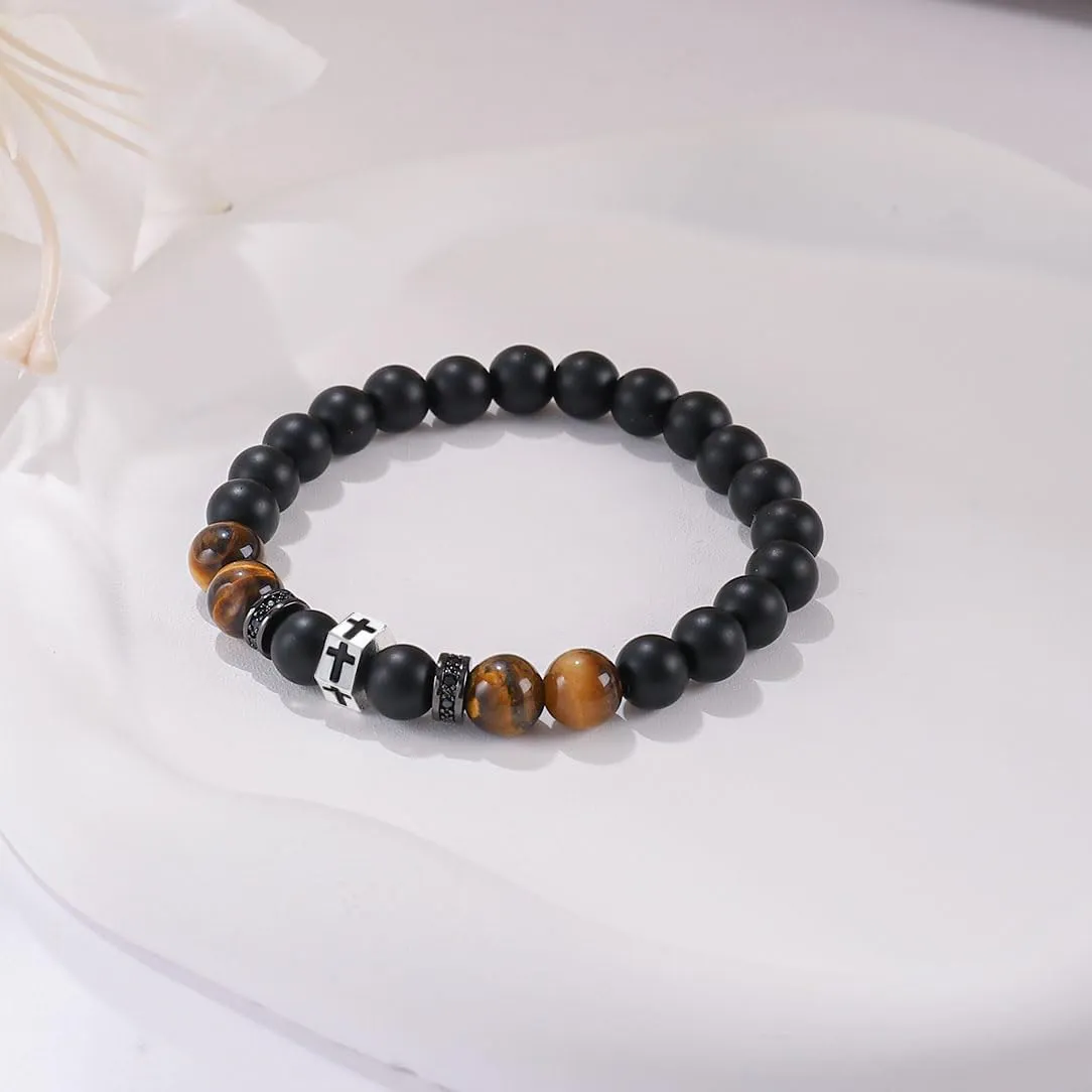 QWNHONEY Cross Bracelet for Men Son Brother Boyfriend Father Dad Husband Father's Day Birthday Christian Religious Faith Graduation Anniversary Christmas Jewelry Gift for Man
