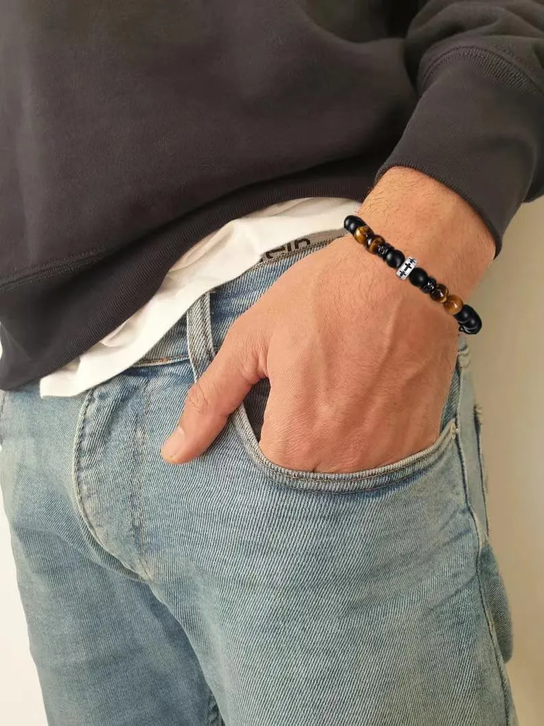 QWNHONEY Cross Bracelet for Men Son Brother Boyfriend Father Dad Husband Father's Day Birthday Christian Religious Faith Graduation Anniversary Christmas Jewelry Gift for Man