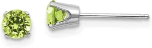 Real 14k White Gold 4mm Peridot Green August Gemstone Stud Earrings 4mm