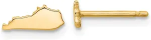 Real 14k Yellow Gold KY Small State Studs Earring