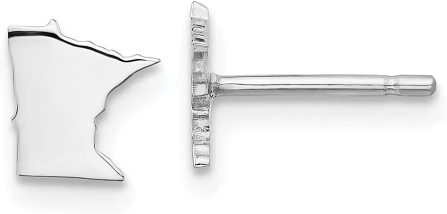 Real 925 Sterling Silver MN Small State Studs Earring - 6mm x 6mm