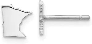 Real 925 Sterling Silver MN Small State Studs Earring - 6mm x 6mm
