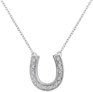 Real Diamond Horseshoe Necklace for Women in Sterling Silver| 16 inch or 18 inch |1/10 Carat Total Weight |Real Diamond Necklaces