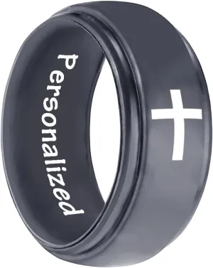 Religious Cross Christian Silicone Rings 8mm Breathable Silicone Rubber Ladder Silicone Wedding Band Engagement Rings Bible Verse Quote Faith Inspirational Rings Gift for Men Women