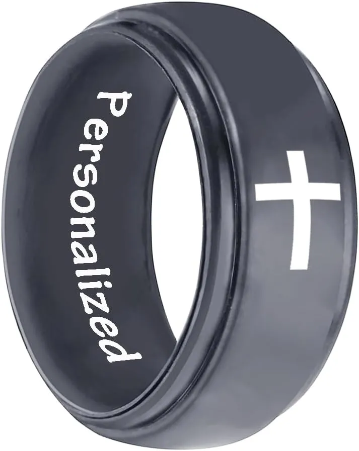 Religious Cross Christian Silicone Rings 8mm Breathable Silicone Rubber Ladder Silicone Wedding Band Engagement Rings Bible Verse Quote Faith Inspirational Rings Gift for Men Women