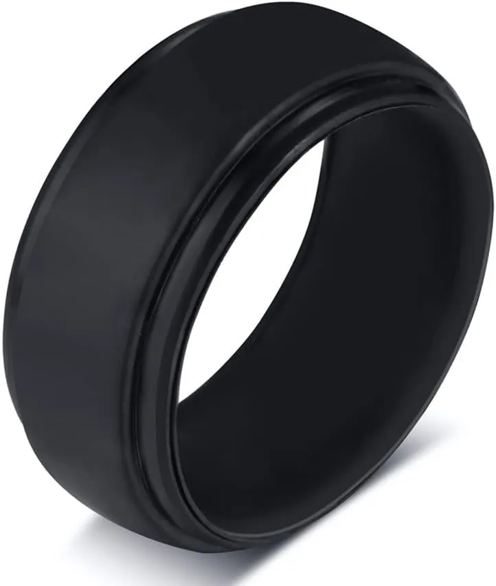 Religious Cross Christian Silicone Rings 8mm Breathable Silicone Rubber Ladder Silicone Wedding Band Engagement Rings Bible Verse Quote Faith Inspirational Rings Gift for Men Women