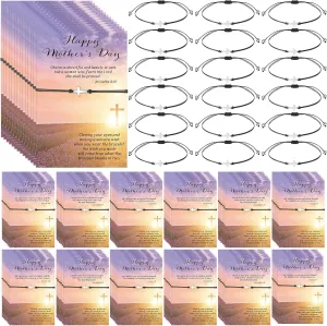 Remuuly Mothers Day Gifts for Church Cross Bracelet Bulk Adjustable Christian Bible Verse Bracelets with Religious Cross Card for Mom