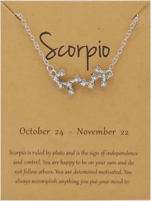 Rhinestone Zodiac Pendant Necklace for Women Silver Crystal 12 Constellation Necklaces Horoscope Sign Star Gemini Necklace Friendship Jewelry