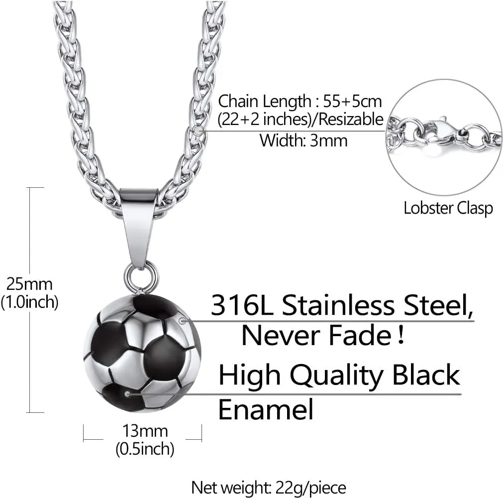Richsteel Necklaces for Men Women Football/Basketball/Boxing Gloves/Shoes Pendant Stainless Steel Hip Hop Sports Fan Jewelry