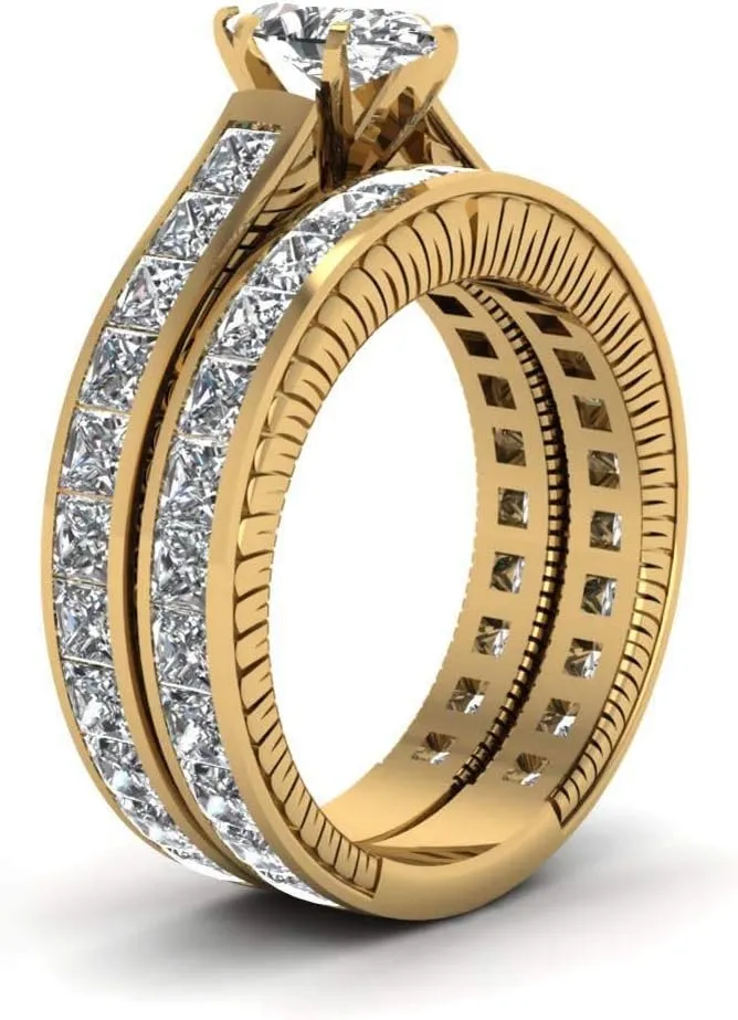 ringheart Couple Rings Yellow Gold Filled Marquise Cut Cz Womens Wedding Ring Sets Titanium Men's Wedding BandPlease Buy 2 Rings for 1 Pair