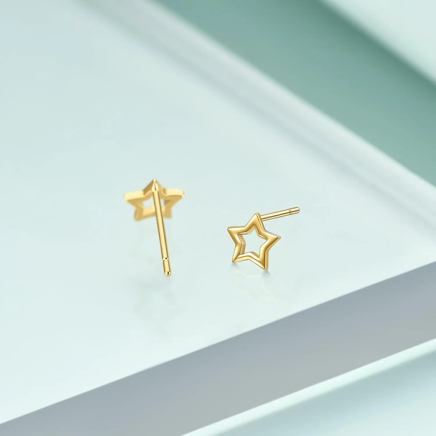 Rnivida 925 Sterling Silver Tiny Star/Crescent Moon/Petite Heart Stud Earrings for Women,Small Cut Out Star Earrings | Dainty Mini Moon Earrings for Cartilage Piercing