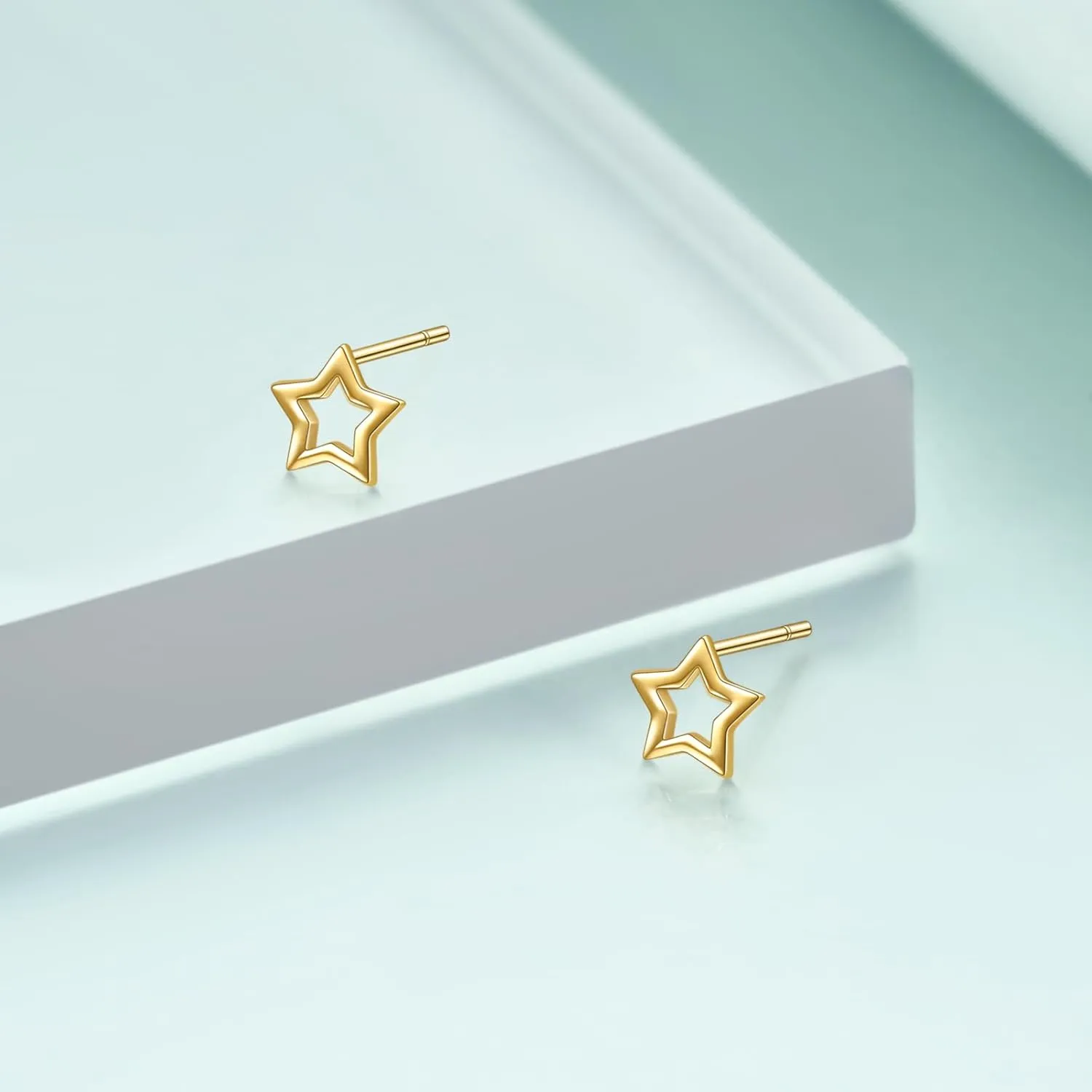 Rnivida 925 Sterling Silver Tiny Star/Crescent Moon/Petite Heart Stud Earrings for Women,Small Cut Out Star Earrings | Dainty Mini Moon Earrings for Cartilage Piercing
