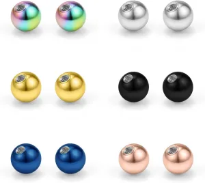 Ruifan 12PCS Mix Color Replacement Balls Body Jewelry Piercing Barbell Parts 16G 14G