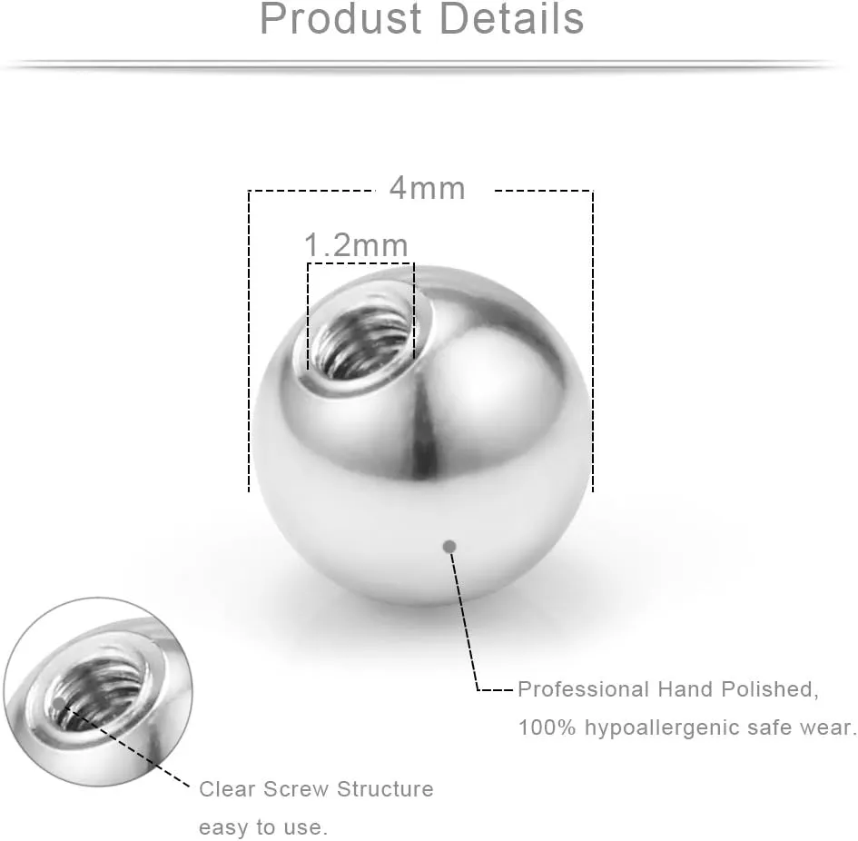 Ruifan 12PCS Mix Color Replacement Balls Body Jewelry Piercing Barbell Parts 16G 14G