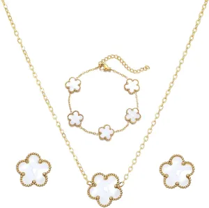 RWQIAN Gold Plated Five Leaf Lucky Clover Bracelets for Women,White/Black/Red/Green/Blue/Pink Clover Link Flower Charm Bracelets,Adjustable Clover Bracelet Chain Jewelry Gifts Trendy for Birthday