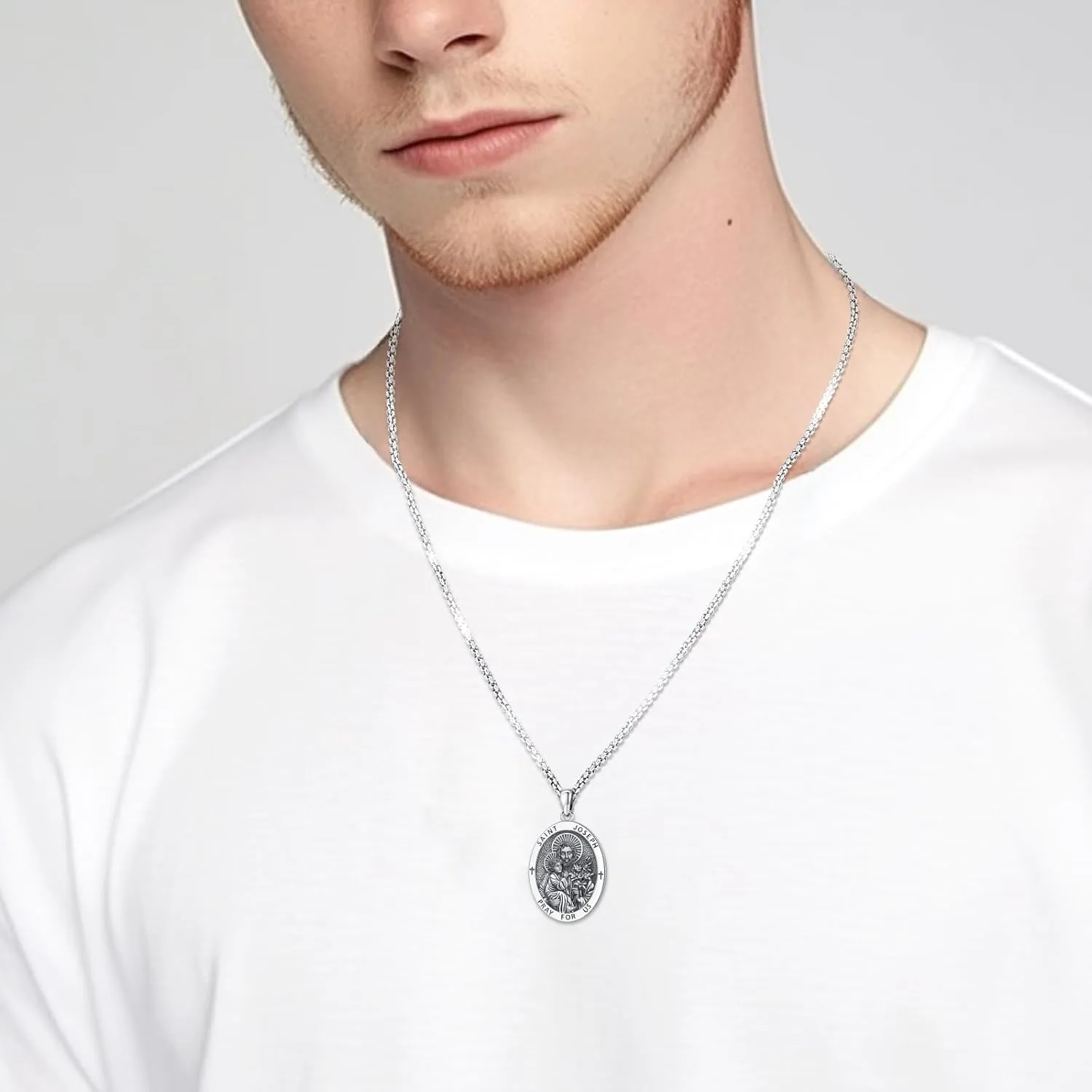 Saint Necklace S925 Sterling Silver Patron St Amulet Medal Protection Pendant Jewelry for Men Women