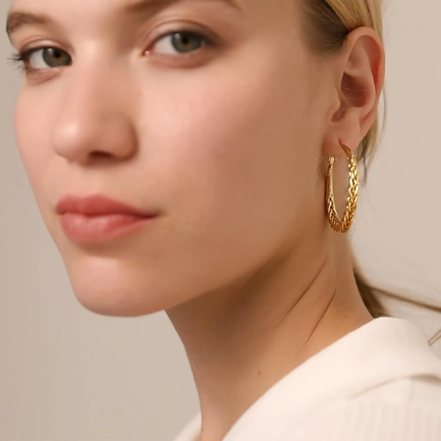 Senteria Silver Hoop Earrings for Women Hypoallergenic 925 Sterling Silver Post Hoop Earrings Lightweight Large Hoops Earring Thick Twisted Silver Hoops 30/40/50MM
