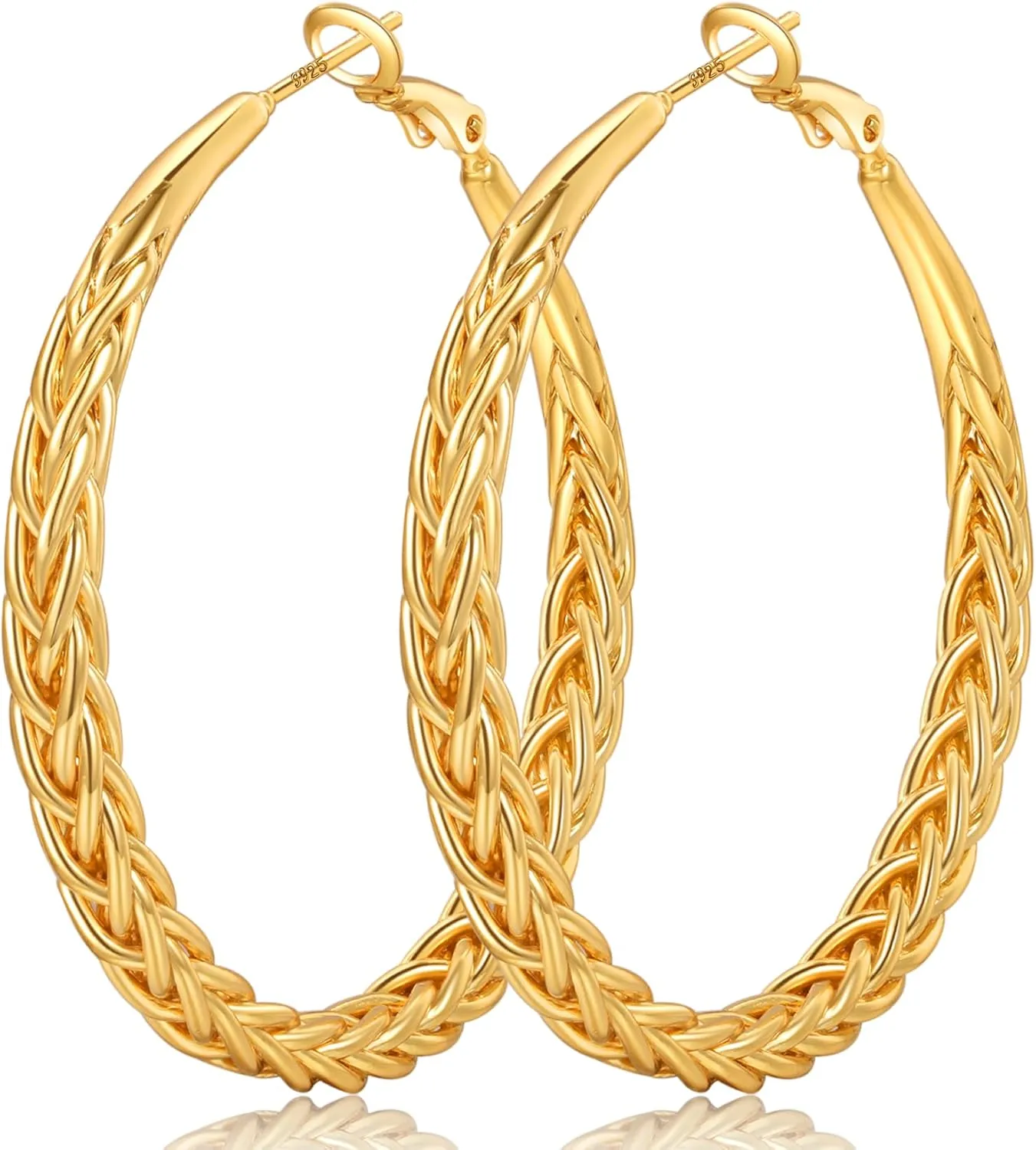Senteria Silver Hoop Earrings for Women Hypoallergenic 925 Sterling Silver Post Hoop Earrings Lightweight Large Hoops Earring Thick Twisted Silver Hoops 30/40/50MM