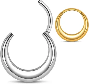 Septum Rings Hoop,16G 8mm 316L Stainless Steel Segment Nose Rings for Men, Cartilage Clicker Hoop Earrings for Rook, Daith, Tragus, Hypoallergenic for man and women