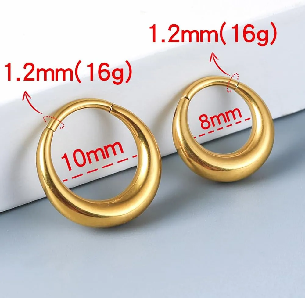 Septum Rings Hoop,16G 8mm 316L Stainless Steel Segment Nose Rings for Men, Cartilage Clicker Hoop Earrings for Rook, Daith, Tragus, Hypoallergenic for man and women