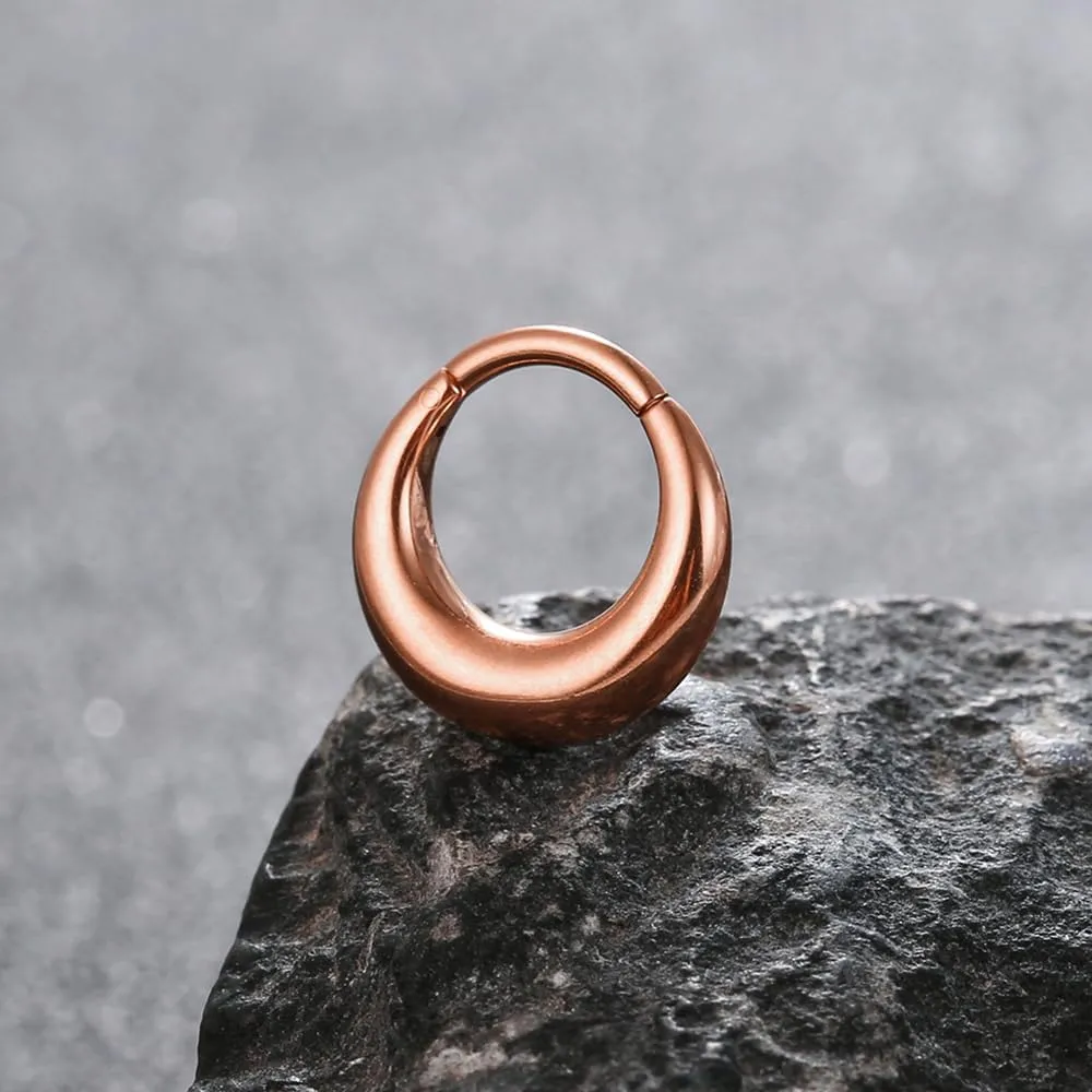 Septum Rings Hoop,16G 8mm 316L Stainless Steel Segment Nose Rings for Men, Cartilage Clicker Hoop Earrings for Rook, Daith, Tragus, Hypoallergenic for man and women
