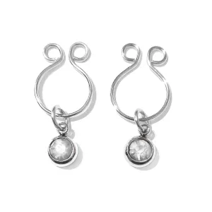 Silver Fake Nipple Ring with Stainless Steel Rhinestone - Non Pierced Body Jewelry - Fake Nipple Piercing