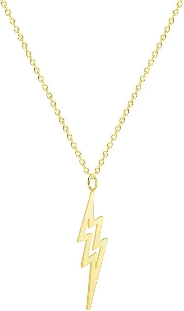 Simple Stainless Steel Flash Lightning Bolt Choker Necklace Cute Thunder Strike Pendant Necklaces for Women Jewelry