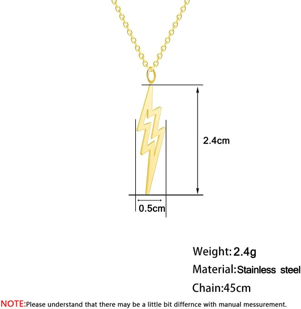 Simple Stainless Steel Flash Lightning Bolt Choker Necklace Cute Thunder Strike Pendant Necklaces for Women Jewelry