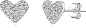 SLUYNZ 925 Sterling Silver CZ Heart Stud Earrings for Women Teens Cute Love Heart Earrings Studs