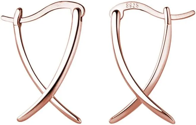 SLUYNZ 925 Sterling Silver X Hoop Earrings for Women Teens Minimalist Hoop Earrings Huggie