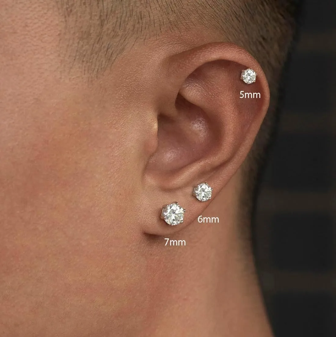 SLUYNZ Solid 925 Sterling Silver Cubic Zirconia Stud Earrings for Women Teens Round CZ Stud Earrings 3 Pairs Stud Earrings Set Simulated Diamond Studs
