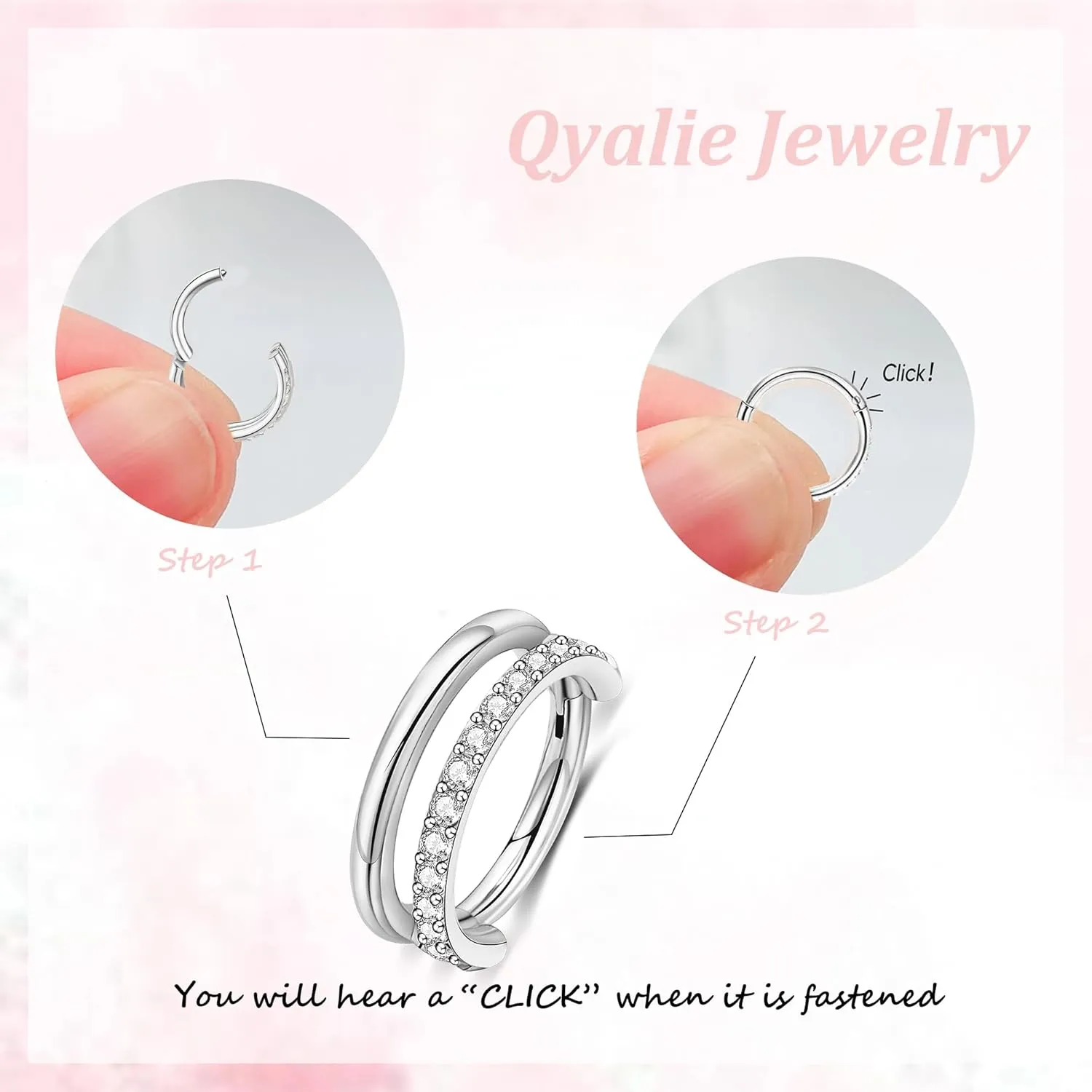 Small Cartilage Double-Hoop Helix Conch Piercing Earrings With Cubic Zirconia For Women Trendy 14K Gold Plated Titanium Surgical Stainless Steel Sets Jewelry