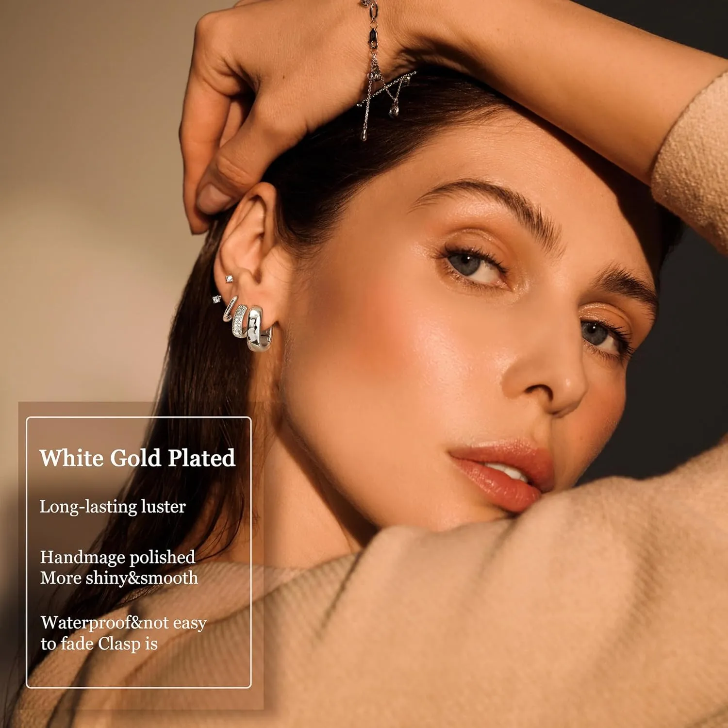 Small Chunky Gold Hoop Earrings for Women Trendy - 14K Gold Plated Huggie Hoops Earring Set Thick Silver Jewelry Hypoallergenic Earrings Stacks for Sensitive Ears