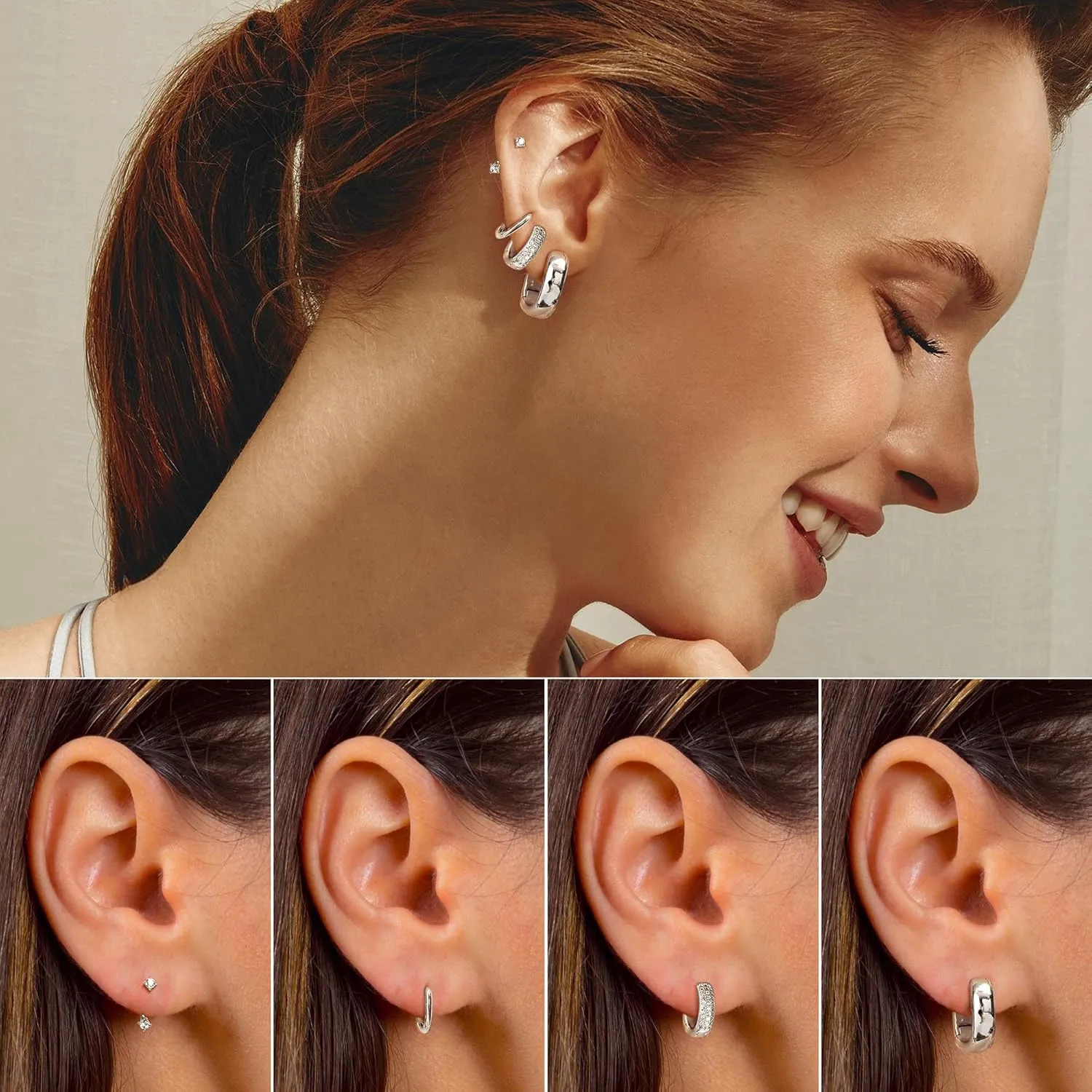 Small Chunky Gold Hoop Earrings for Women Trendy - 14K Gold Plated Huggie Hoops Earring Set Thick Silver Jewelry Hypoallergenic Earrings Stacks for Sensitive Ears