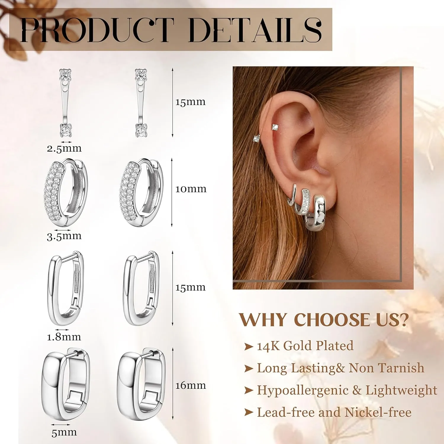 Small Chunky Gold Hoop Earrings for Women Trendy - 14K Gold Plated Huggie Hoops Earring Set Thick Silver Jewelry Hypoallergenic Earrings Stacks for Sensitive Ears