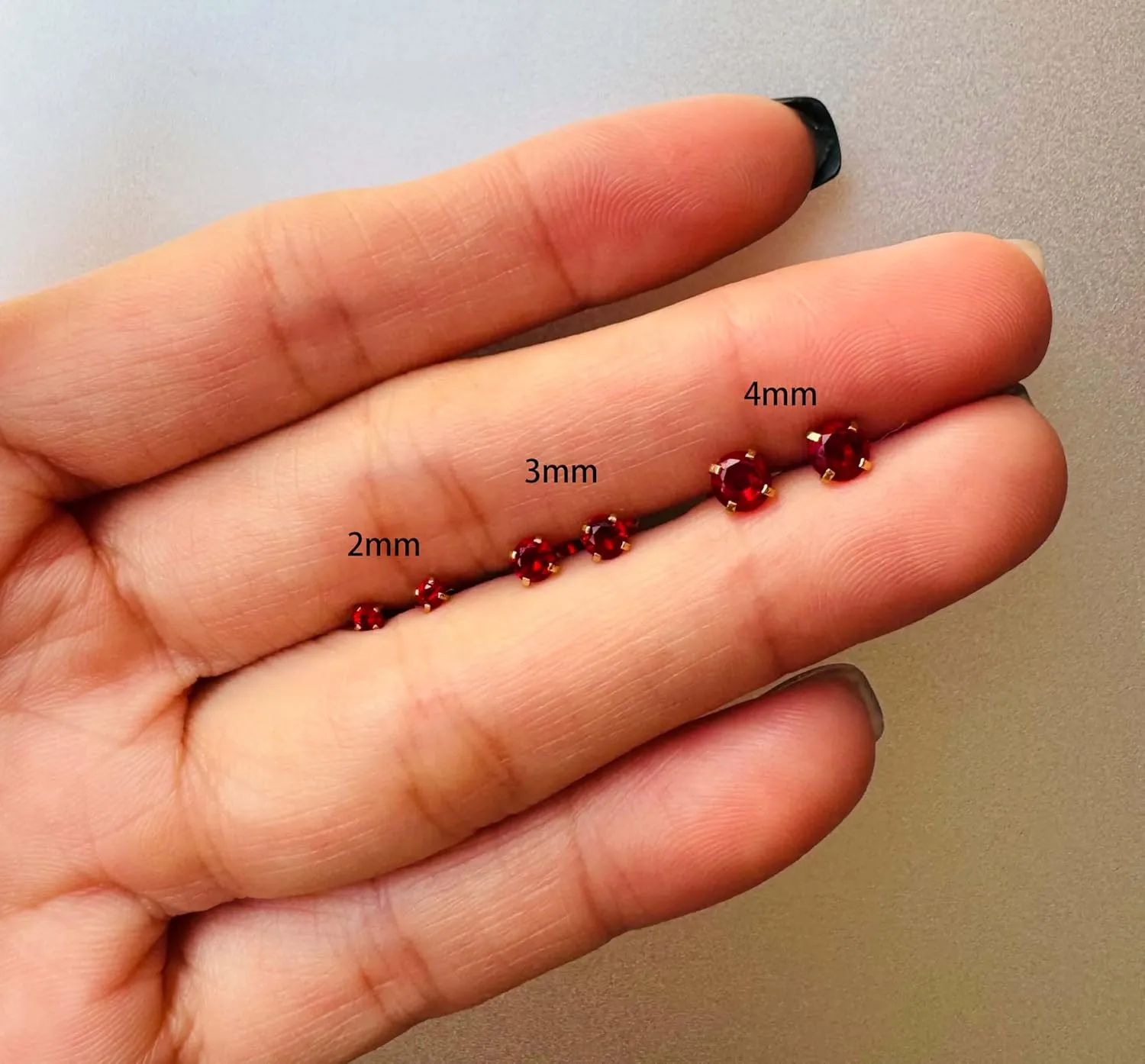 Small CZ Stud Flatback Earrings for Women,Dainty Flat Screw Back Cartilage Earring Stud,Helix Conch Tragus Piercing Jewelry,Tiny Cubic Zirconia Studs Hypoallergenic (4mm Gold, Red CZ)