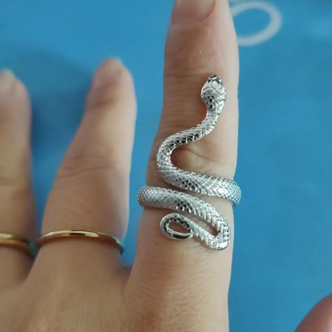 Snake Ring Silver Snake Rings for Women Phoenix Ring Adjustable Vintage Rings Punk Goth Rings Gold Snake Silver Ring Set Snake Jewelry
